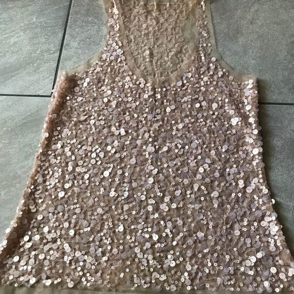 Blush Mesh Tank with sequins Small - Picture 5 of 8